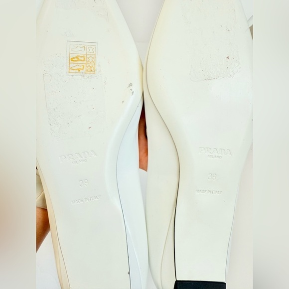 Prada White Leather Loop Bouquet Pointed Toe Ballet Flats EU 39 US 9 - Picture 9 of 10